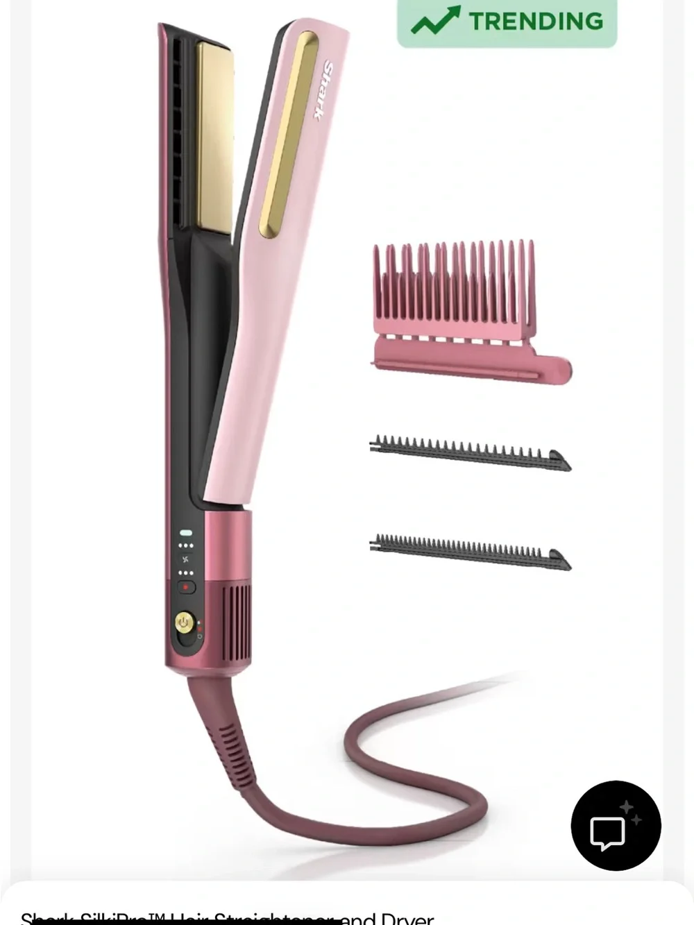 Shark SilkiPro Hair Straightener and Dryer in Rose Petal